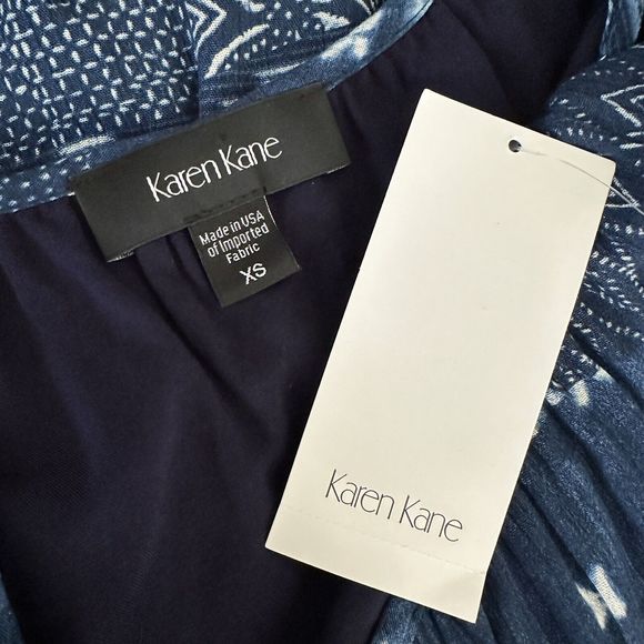 NEW Karen Kane Blue Bali Ruffle Hem Midi Dress Size XS - Picture 7 of 8